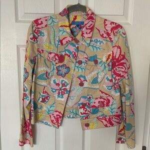 Escada Multicolor Floral Jean Jacket